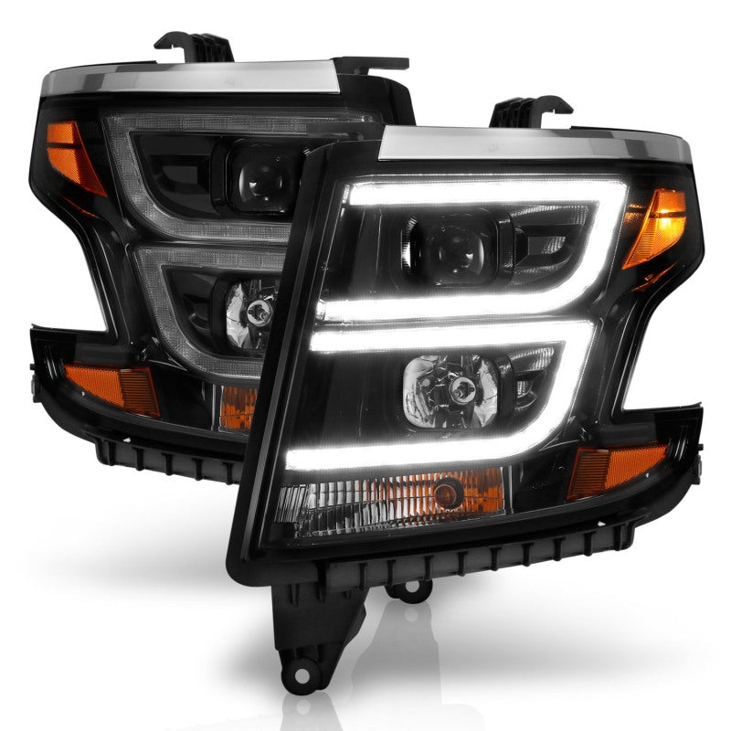 ANZO - ANZ111492 - ANZO 2015-2020 Chevy Tahoe Projector Headlights Plank Style Black w/DRL - Shipped in Europe - Tuningsupply.com