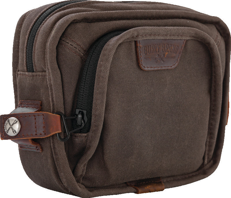 Burly Brand B15-1012D - BURB15-1012D - Burly Brand Handlebar Bag - Dark Oak - Shipped in Europe - Tuningsupply.com