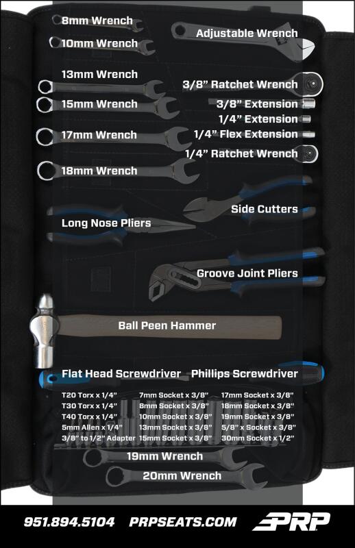 PRP Seats E112 - PRPE112 - PRP 35pc Can-Am Roll Up Tool bag Tool kit - Black - Shipped in Europe - Tuningsupply.com