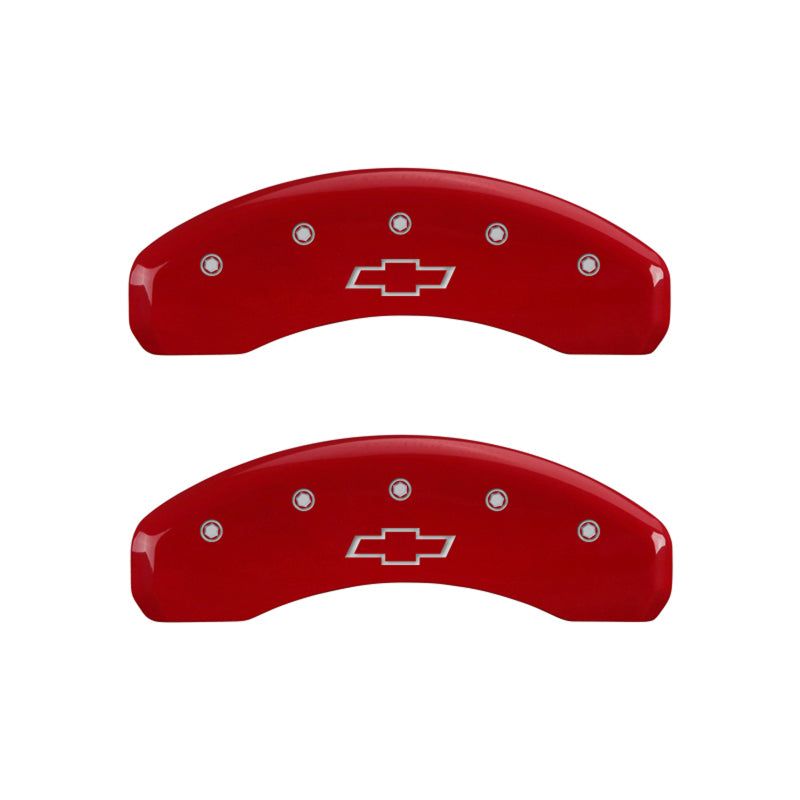 MGP 14004SBOWRD - MGP14004SBOWRD - MGP 4 Caliper Covers Engraved Front & Rear Bowtie Red finish silver ch - Shipped in Europe - Tuningsupply.com