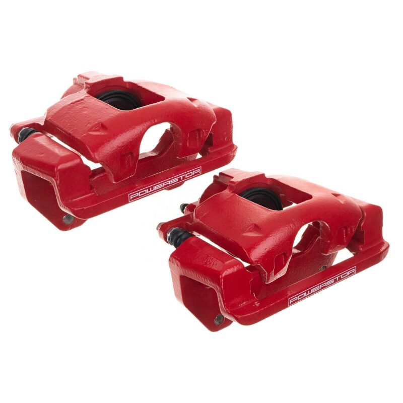 PowerStop S5044EB - PSBS5044EB - Power Stop 07-18 Jeep Wrangler JK Front Red Caliper Pair w/Bracket - Shipped in Europe - Tuningsupply.com