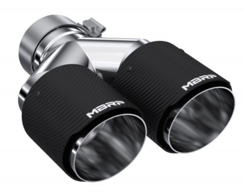 MBRP PT5183CF - MBRPT5183CF - MBRP 3in ID / Dual 4in OD Out Staggered L 9.37in / R 9.87in Dual Wall Carbon Fiber Univ Exhaust Tip - Shipped in Europe - Tuningsupply.com