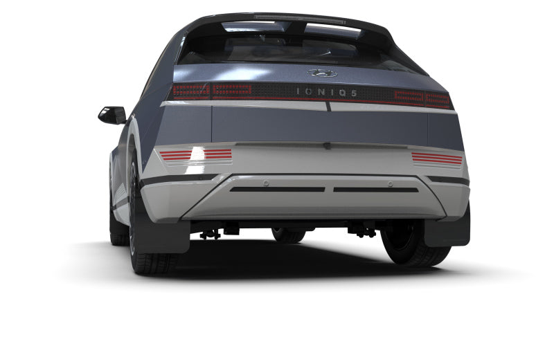 Rally Armor MF87-UR-BLK-WH - RALMF87-UR-BLK-WH - Rally Armor 22-24 Hyundai Ioniq 5 Black Mud Flap w/White Logo - Shipped in Europe - Tuningsupply.com