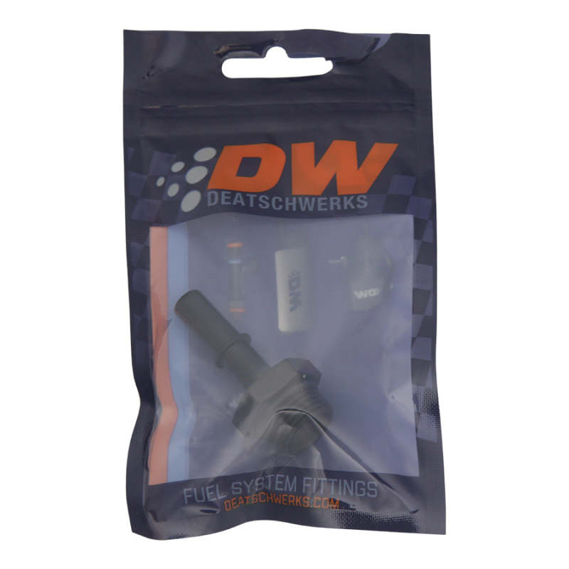 DeatschWerks 6-02-0115-B - DWK6-02-0115-B - DeatschWerks 8AN ORB Male to 3/8in Male EFI Quick Connect Adapter - Anodized Matte Black - Shipped in Europe - Tuningsupply.com