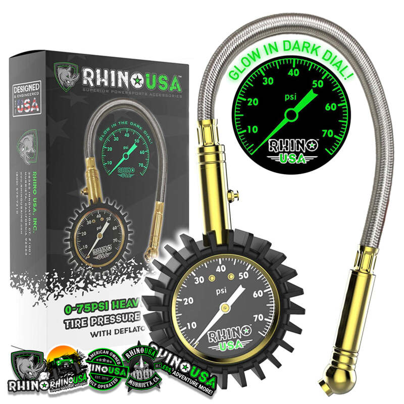Rhino USA GRLA-GAUGE-75 - RSAGRLA-GAUGE-75 - Rhino USA 75 Psi Analog Heavy Duty Tire Pressure Gauge - Shipped in Europe - Tuningsupply.com