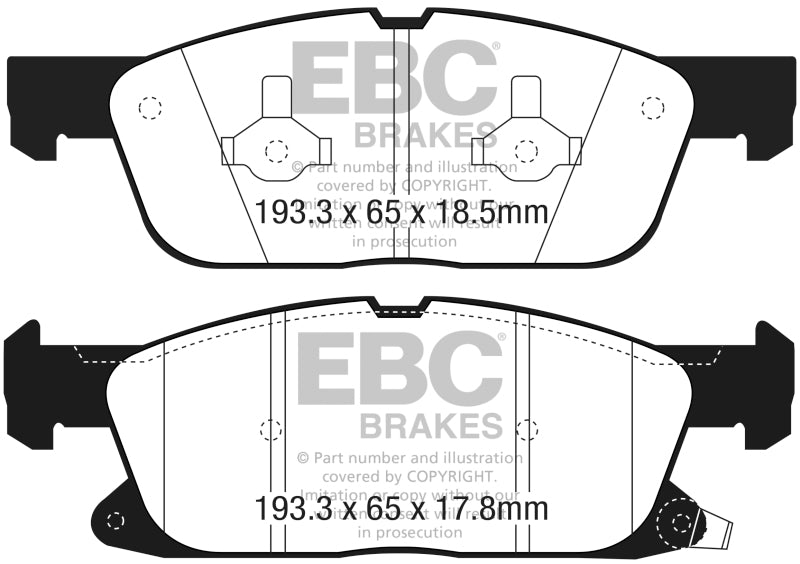 EBC DP43072R - EBCDP43072R - EBC 2016+ Lincoln Continental (10th Gen) 2.7L Twin Turbo Yellowstuff Front Brake Pads - Shipped in Europe - Tuningsupply.com