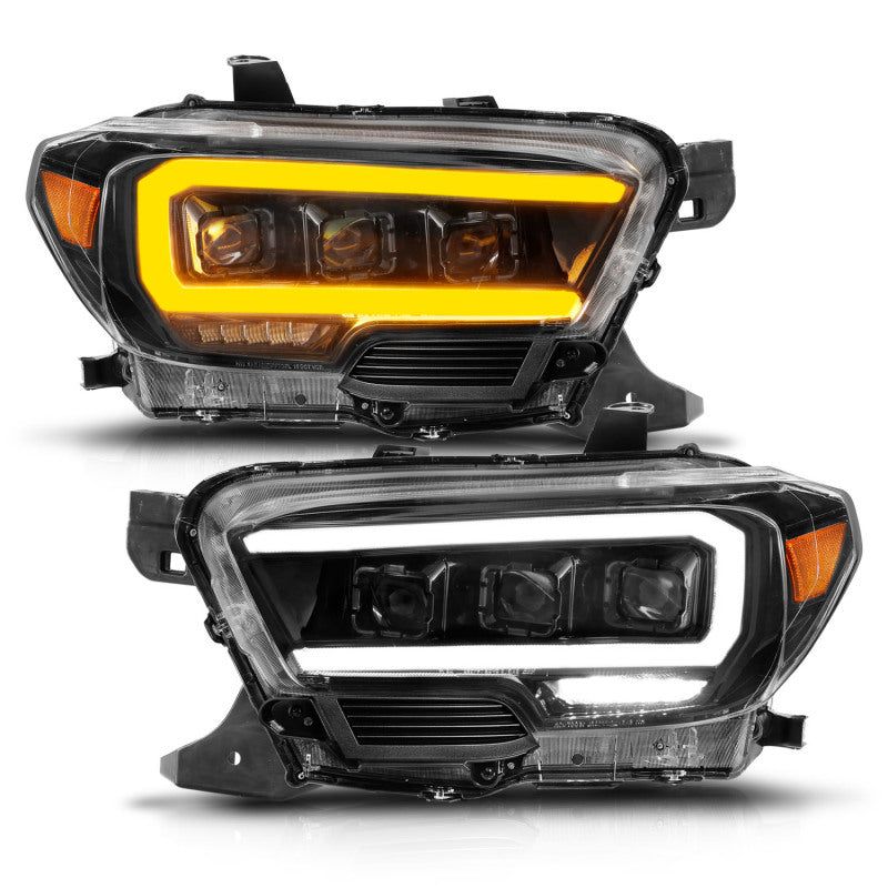 ANZO 111563 - ANZ111563 - ANZO 16-22 Toyota Tacoma LED Projector Headlights w/ Light Bar Sequential Black Housing w/Initiation - Shipped in Europe - Tuningsupply.com