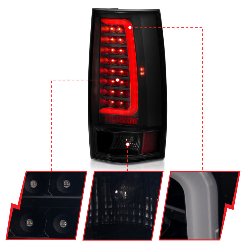 ANZO 311322 - ANZ311322 - ANZO 2007-2014 Chevy Tahoe LED Taillight Plank Style Black w/Smoke Lens - Shipped in Europe - Tuningsupply.com