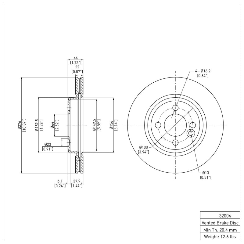 DFC 600-32004 - DFC600-32004 - DFC 02-08 Mini Cooper (Excl Clubman) Front Brake Rotor - Shipped in Europe - Tuningsupply.com