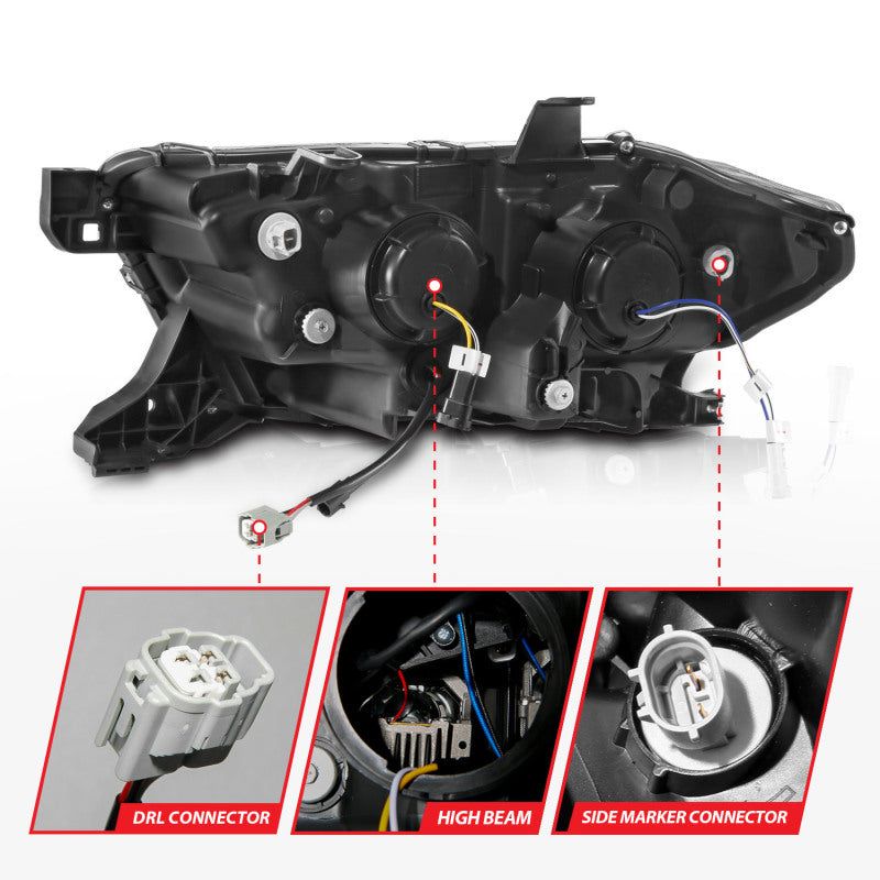 ANZO 111563 - ANZ111563 - ANZO 16-22 Toyota Tacoma LED Projector Headlights w/ Light Bar Sequential Black Housing w/Initiation - Shipped in Europe - Tuningsupply.com