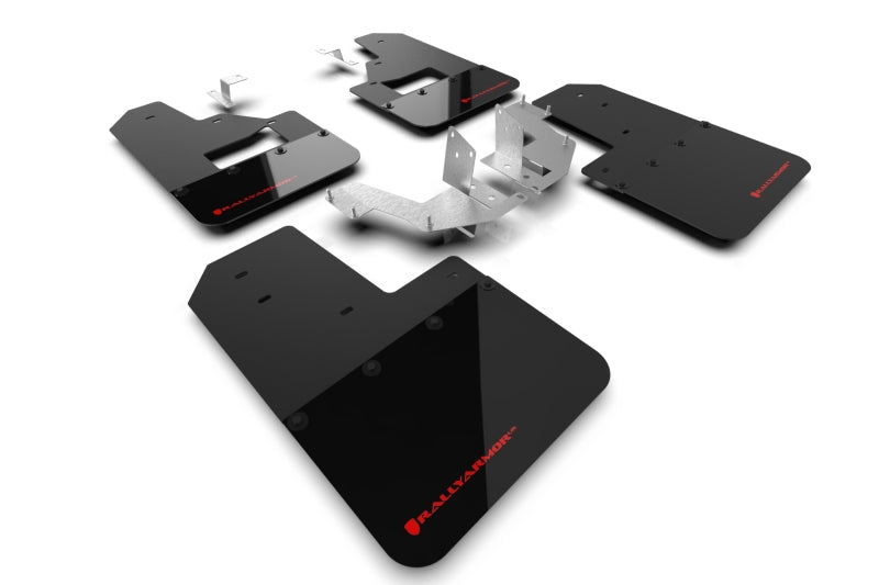 Rally Armor MF85-RB-PL-RD - RALMF85-RB-PL-RD - Rally Armor 21-25 Ford Bronco (Plstc Bmpr + RB - NO Rptr/Sprt) Blk Mud Flap w/Red Logo - Shipped in Europe - Tuningsupply.com