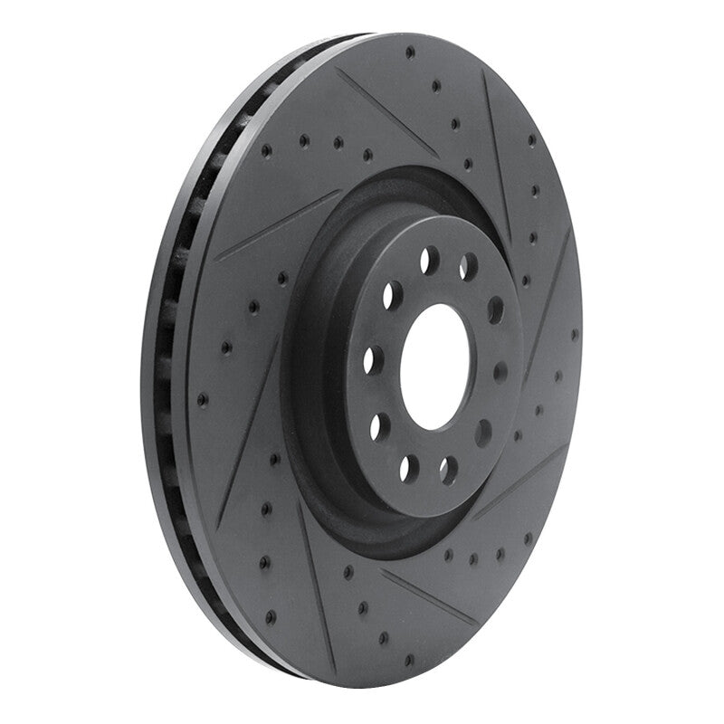 R1 Concepts 633-74034R - RNC633-74034R - R1 2022+ Volkswagen GTI Mk 8 Front Right Drilled & Slotted Black Brake Rotor - Shipped in Europe - Tuningsupply.com