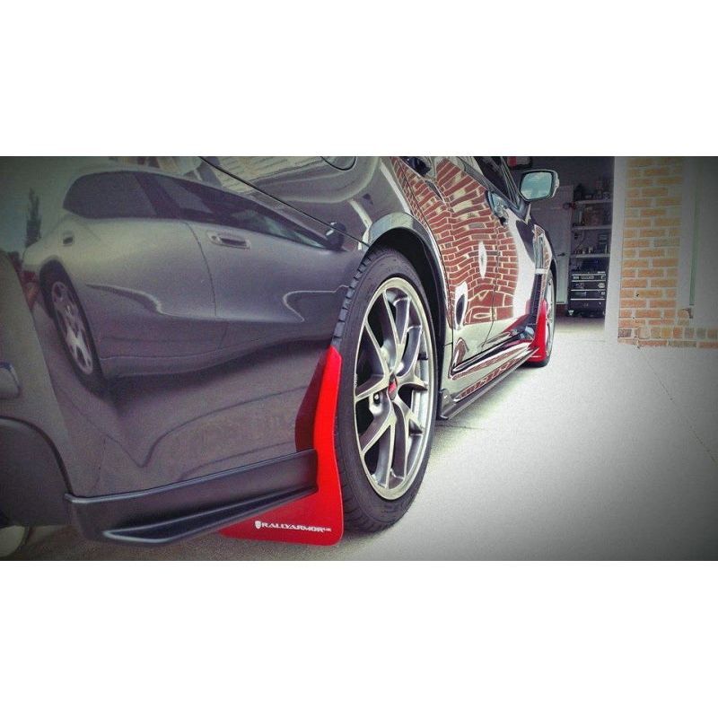 Rally Armor MF32-UR-RD/WH - RALMF32-UR-RD/WH - Rally Armor 15-21 Subaru WRX/STI Red UR Mud Flap w/White Logo - Shipped in Europe - Tuningsupply.com