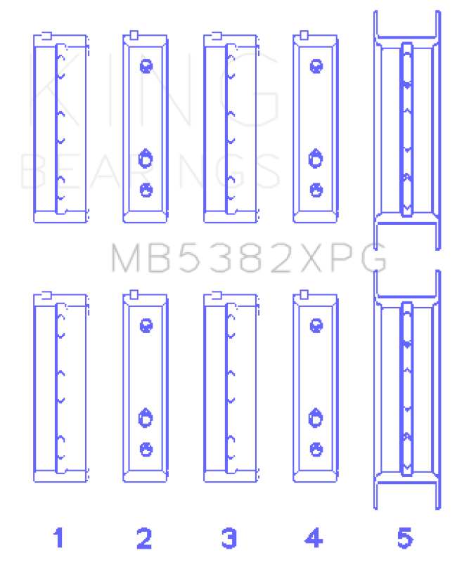 King Engine Bearings GMB5382XPGSTDX - KINGMB5382XPGSTDX - King Subaru EJ20/EJ22/EJ25 (For Thrust in #5 Position) Tri-Metal Perf Main Bearing Set - Size STDX - Shipped in Europe - Tuningsupply.com