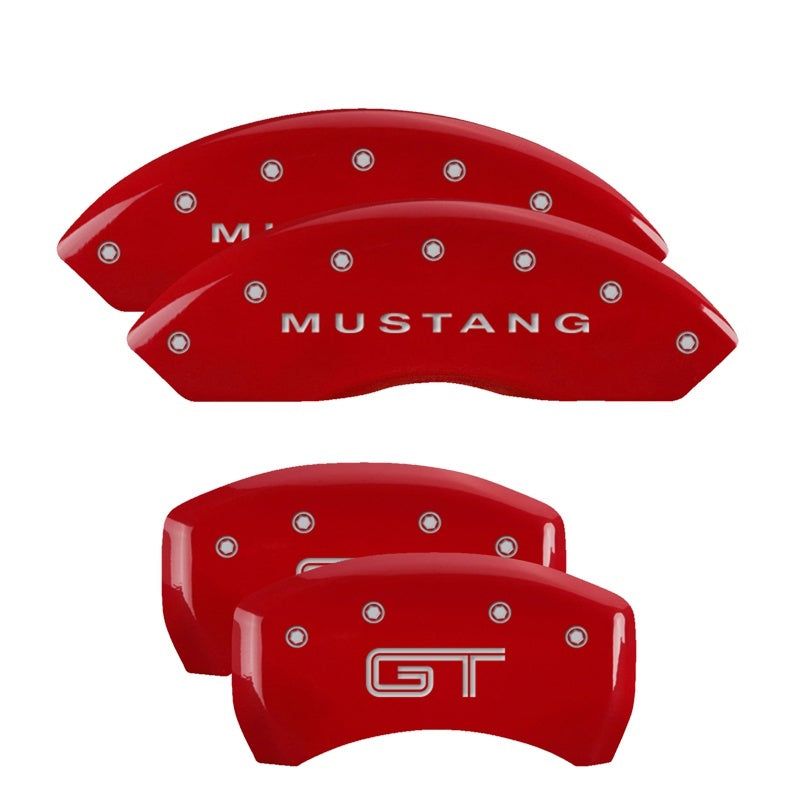 MGP 10197SMG2RD - MGP10197SMG2RD - MGP 4 Caliper Covers Engraved Front Mustang Engraved Rear S197/GT Red finish silver ch - Shipped in Europe - Tuningsupply.com