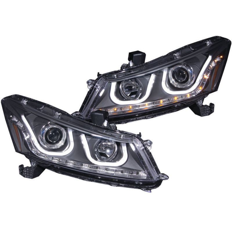 ANZO 121483 - ANZ121483 - ANZO 2008-2012 Honda Accord Projector Headlights w/ U-Bar Black - Shipped in Europe - Tuningsupply.com