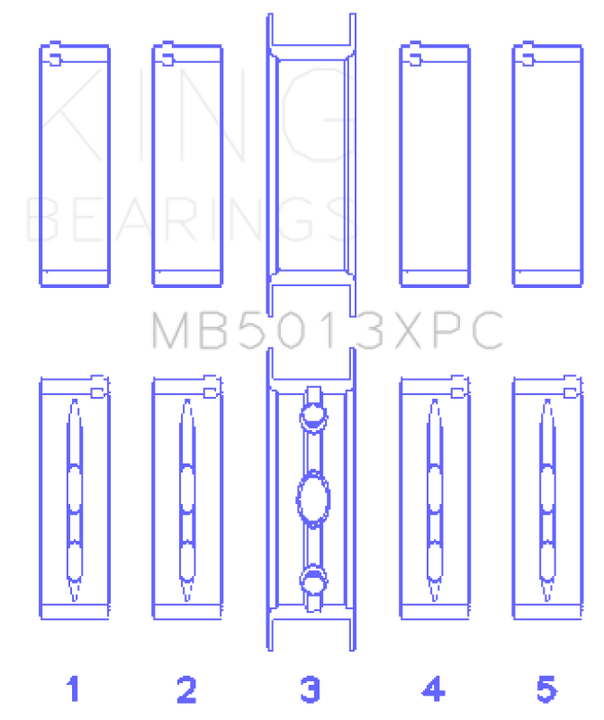 King Engine Bearings GMB5013XPC020 - KINGMB5013XPC020 - King GM Vortec/LS-Series Gen III/IV Crankshaft Main Bearing Set (Set of 10) - Size +.020mm - Shipped in Europe - Tuningsupply.com