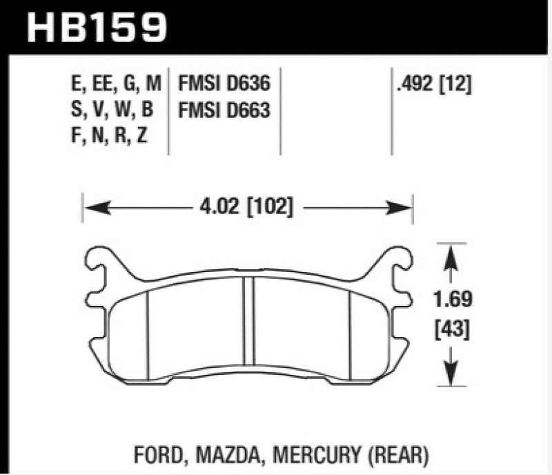 Hawk Performance KHB159D.492 - HAWKHB159D.492 - Hawk 03-05 Mazda Miata Rear ER-1 Brake Pad Set - Shipped in Europe - Tuningsupply.com