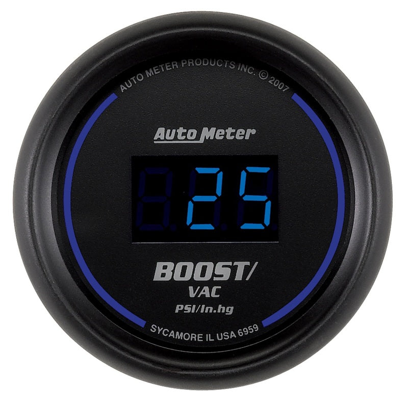 AutoMeter 6959 - ATM6959 - Autometer Cobalt Digital 52.4mm Black Vacuum/Boost Gauge - Shipped in Europe - Tuningsupply.com