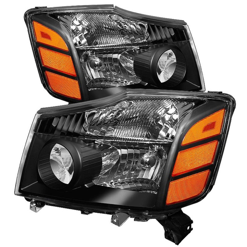 SPYDER 5077080 - SPY5077080 - xTune Nissan Titan 04-14 / Armada 04-07 OEM Amber Head Lights Set Black HD-JH-NTI04-AM-BK - Shipped in Europe - Tuningsupply.com