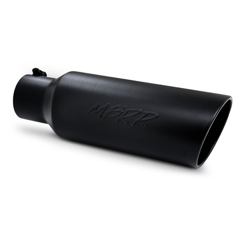 MBRP PT5130BLK - MBRPT5130BLK - MBRP Universal Tip 6in OD Rolled End 4in Inlet 18in L Black Coated Exhaust Tip - Shipped in Europe - Tuningsupply.com