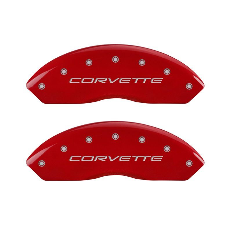 MGP 13007SCV5RD - MGP13007SCV5RD - MGP 4 Caliper Covers Engraved Front & Rear C5/Corvette Red finish silver ch - Shipped in Europe - Tuningsupply.com