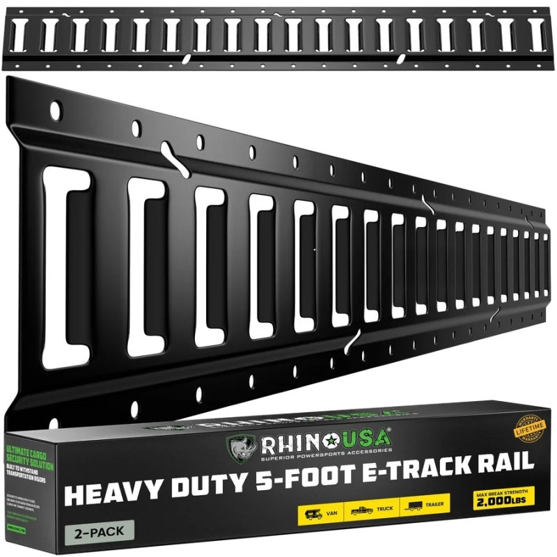 Rhino USA TD-ETRAIL5-2PK-BLK - RSATD-ETRAIL5-2PK-BLK - Rhino USA 5Ft E-Track Tie-Down Rails, Black (2 Pack) - Shipped in Europe - Tuningsupply.com