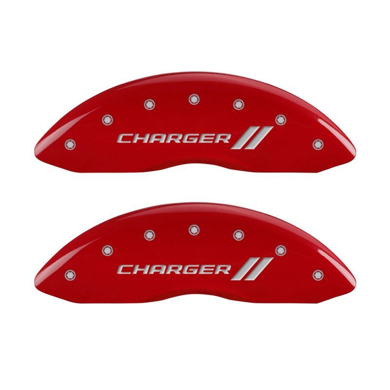 MGP 12162SCH1RD - MGP12162SCH1RD - MGP 4 Caliper Covers Engraved Front & Rear With stripes/Charger Red finish silver ch - Shipped in Europe - Tuningsupply.com