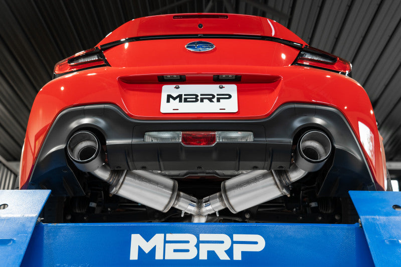 MBRP PS48043CF - MBRPS48043CF - MBRP 13-16 Subaru BRZ 2.0L/ 2.4L 3in Dual Split Rear Cat Back w/CF Tips- T304 - Shipped in Europe - Tuningsupply.com