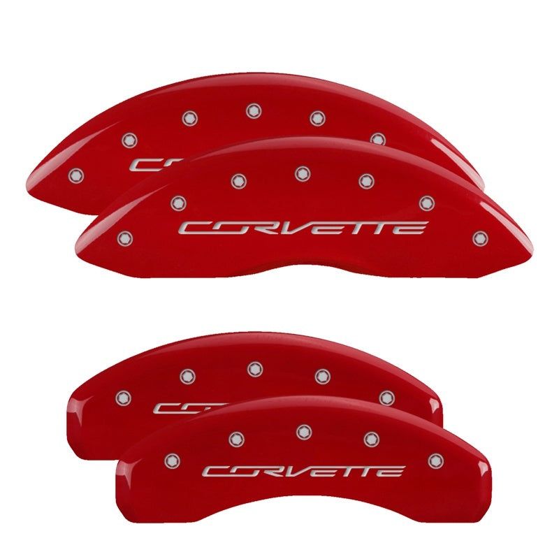 MGP 13009SCV7RD - MGP13009SCV7RD - MGP 4 Caliper Covers Engraved Front & Rear C7/Corvette Red finish silver ch - Shipped in Europe - Tuningsupply.com