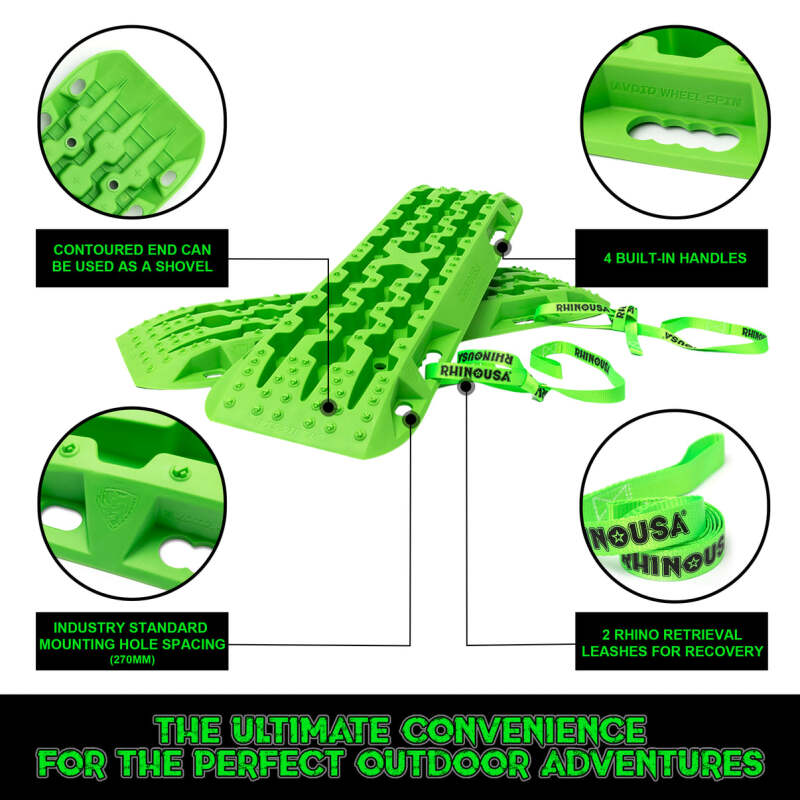 Rhino USA TRACBOARDS-GRN - RSATRACBOARDS-GRN - Rhino USA Recovery Traction Boards - Green (Pair) - Shipped in Europe - Tuningsupply.com