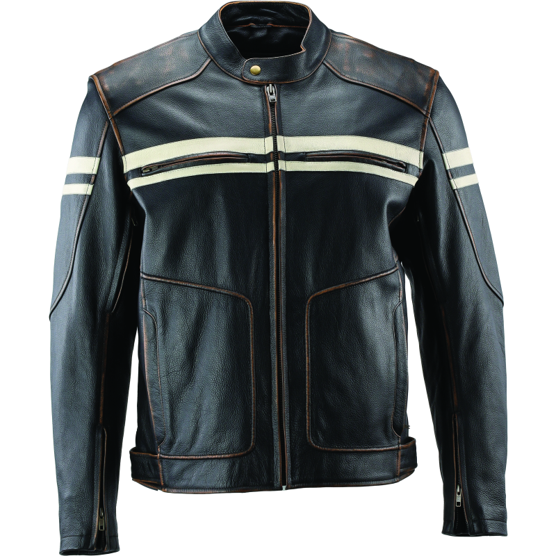 River Road 094384 - RIV094384 - River Road Hoodlum Vintage Leather Jacket Black - Large - Shipped in Europe - Tuningsupply.com