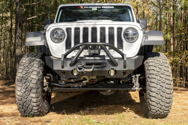 Rugged Ridge - RUG11540.32 - Rugged Ridge HD Bumper Stubby Front 07-18 Jeep Wrangler JK 18-20 Jeep Wrangler JL 2020 JT - Shipped in Europe - Tuningsupply.com