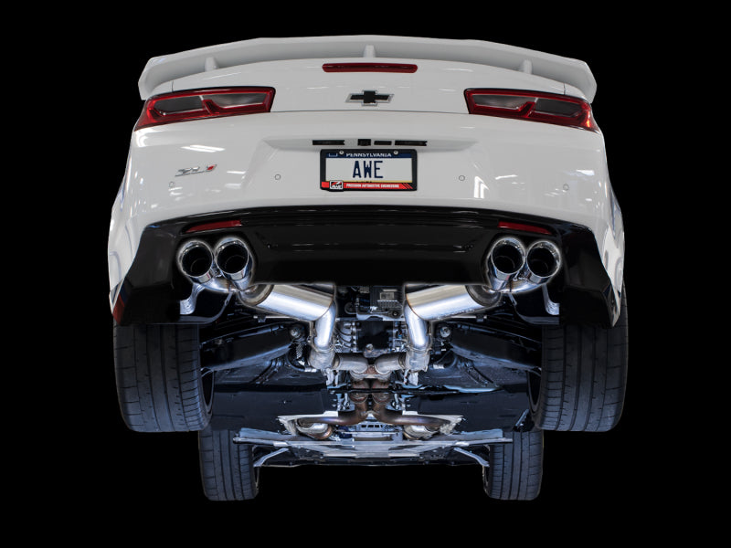 AWE Tuning 3015-42093 - AWE3015-42093 - AWE Tuning 16-19 Chevrolet Camaro SS Axle-back Exhaust - Touring Edition (Quad Chrome Silver Tips) - Shipped in Europe - Tuningsupply.com