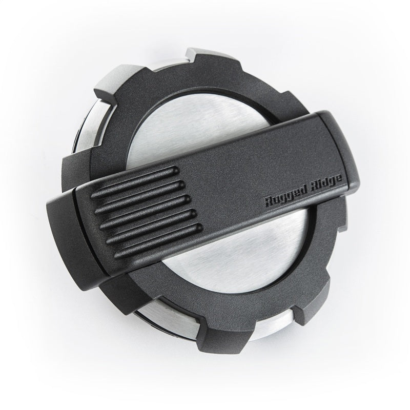 Rugged Ridge 11425.10 - RUG11425.10 - Rugged Ridge Elite Fuel Door Non-Lock Brushed Alum 07-18 Jeep Wrangler JK - Shipped in Europe - Tuningsupply.com