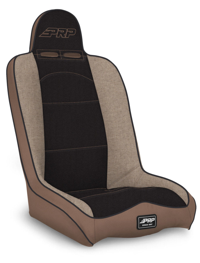PRP Seats A140110-64 - PRPA140110-64 - PRP Daily Driver High Back Suspension Seat (Two Neck Slots) - Tan / Black - Shipped in Europe - Tuningsupply.com