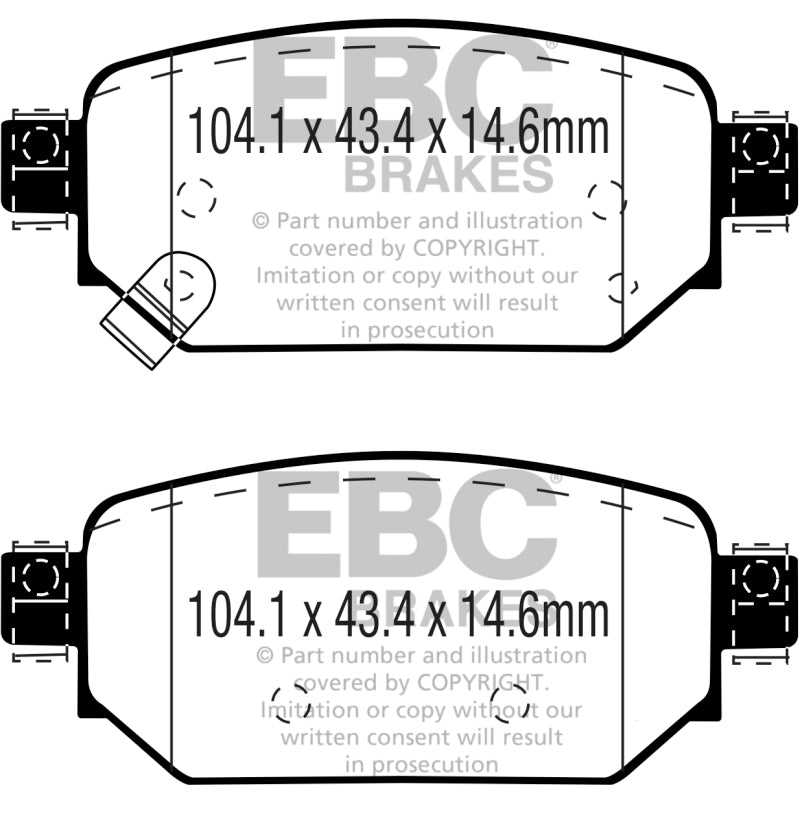 EBC DP43081R - EBCDP43081R - EBC 2017+ Mazda 3 2.0L Yellowstuff Rear Brake Pads - Shipped in Europe - Tuningsupply.com