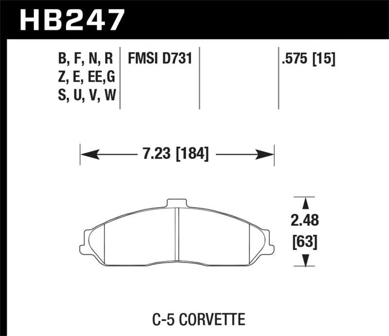 Hawk Performance HB247S.575 - HAWKHB247S.575 - Hawk 97-13 Chevy Corvette Performance HT-10 Compound Front Brake Pads - Shipped in Europe - Tuningsupply.com