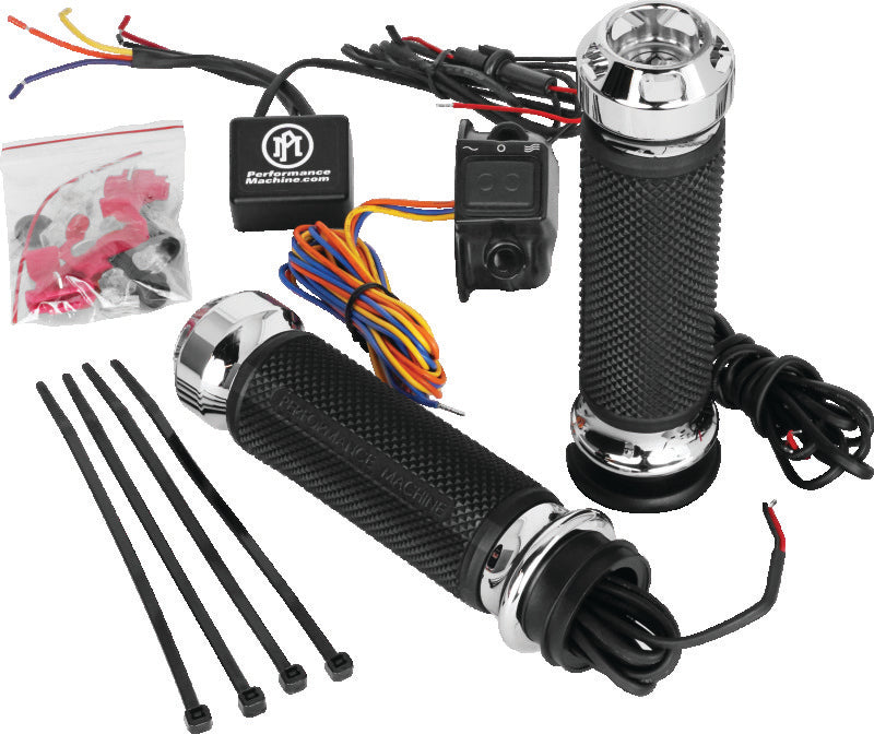 Performance Machine 0063-2093-CH - PFM0063-2093-CH - Performance Machine FLHX TBW Apex Heated Grips - Chrome - Shipped in Europe - Tuningsupply.com