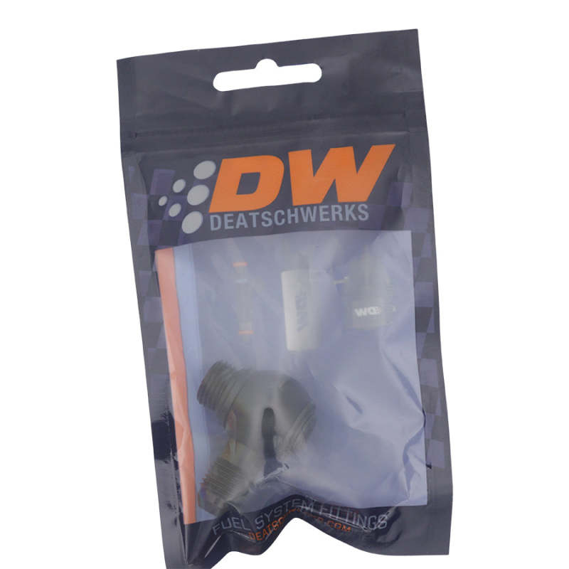 DeatschWerks 6-02-0415-B - DWK6-02-0415-B - DeatschWerks 6AN ORB Male to 6AN Male Flare Low Profile 90-Degree Swivel - Anodized Matte Black - Shipped in Europe - Tuningsupply.com