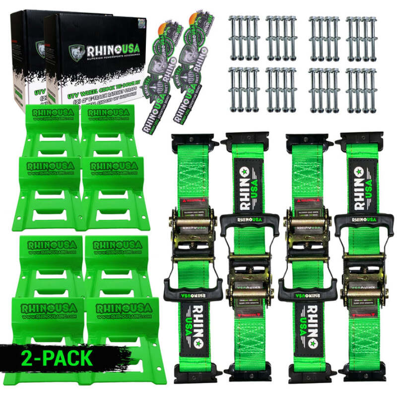 Rhino USA RNO-CHOCKSET-2PK - RSARNO-CHOCKSET-2PK - Rhino USA Utv Wheel Chock Tie-Down Kit (4-Wheel Kit) (Green) - Shipped in Europe - Tuningsupply.com