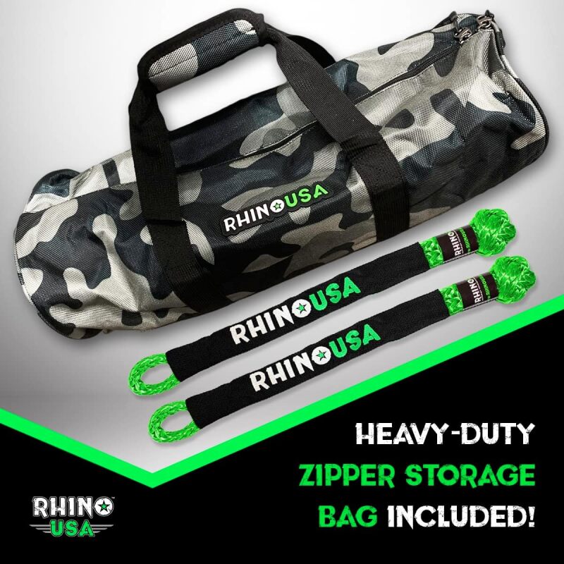 Rhino USA RG-KRKIT78X30-GRN - RSARG-KRKIT78X30-GRN - Rhino USA 7/8In X 30Ft Kinetic Rope Recovery Kit W/Soft Shackles (Green) - Shipped in Europe - Tuningsupply.com