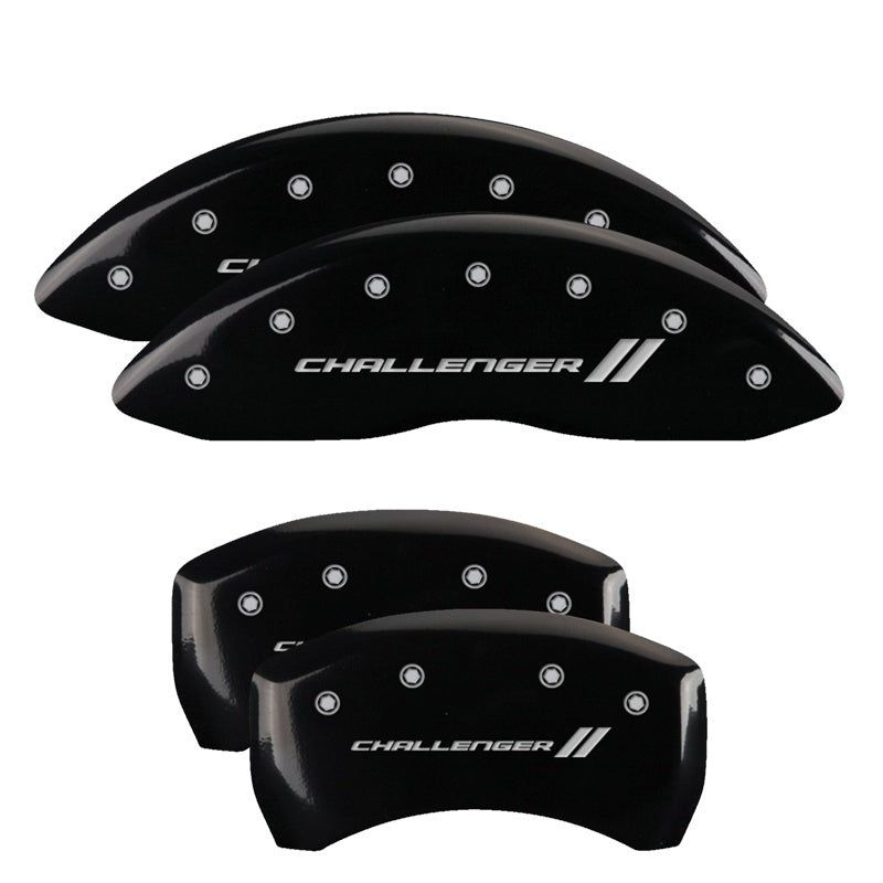 MGP 12162SCL1BK - MGP12162SCL1BK - MGP 4 Caliper Covers Engraved Front & Rear With stripes/Challenger Black finish silver ch - Shipped in Europe - Tuningsupply.com