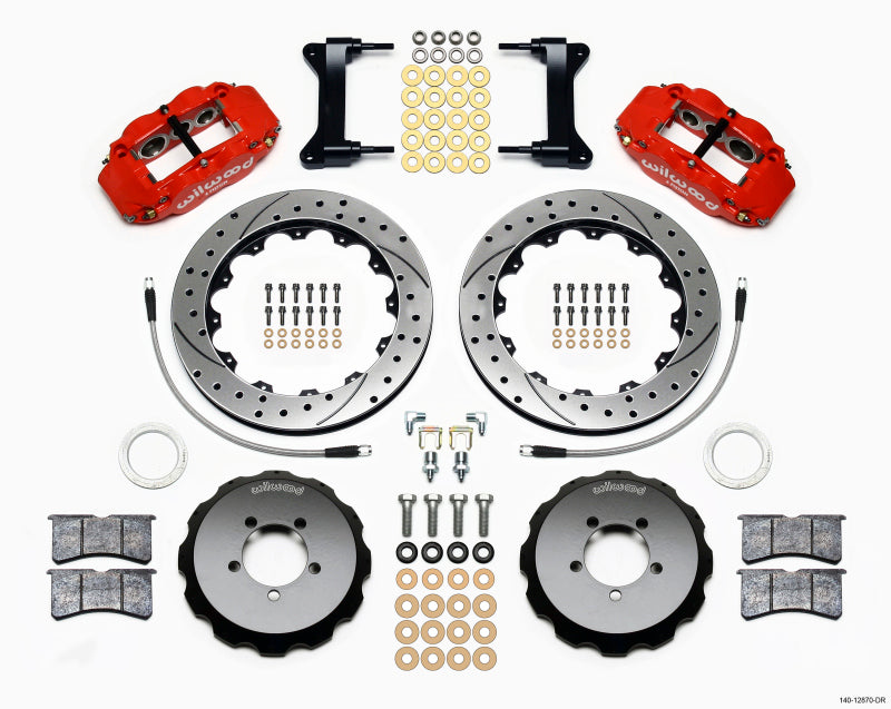 Wilwood 140-12870-DR - WIL140-12870-DR - Wilwood Narrow Superlite 6R Front Hat Kit 12.88in Drill Red 2012-Up Toyota / Scion FRS w/ Lines - Shipped in Europe - Tuningsupply.com