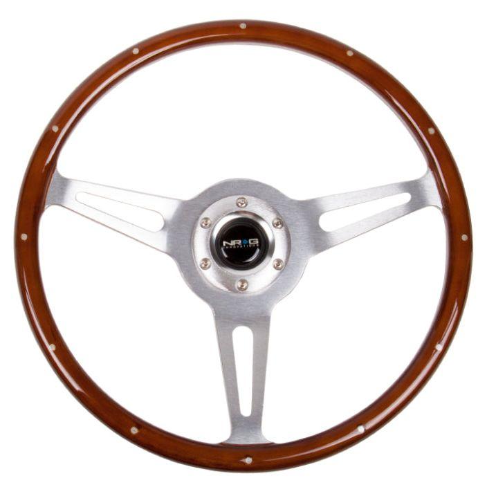 NRG ST-380SL - NRGST-380SL - NRG Classic Wood Grain Steering Wheel (365mm) Wood w/Metal Inserts & Brushed Alum. 3-Spoke Center - Shipped in Europe - Tuningsupply.com