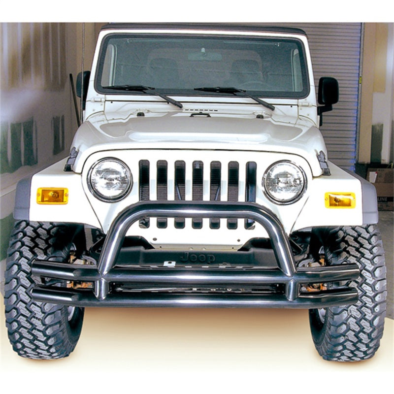 Rugged Ridge 11560.01 - RUG11560.01 - Rugged Ridge 3-In Dbl Tube Front Bumper w/ Hoop 76-06 CJ / Jeep Wrangler - Shipped in Europe - Tuningsupply.com