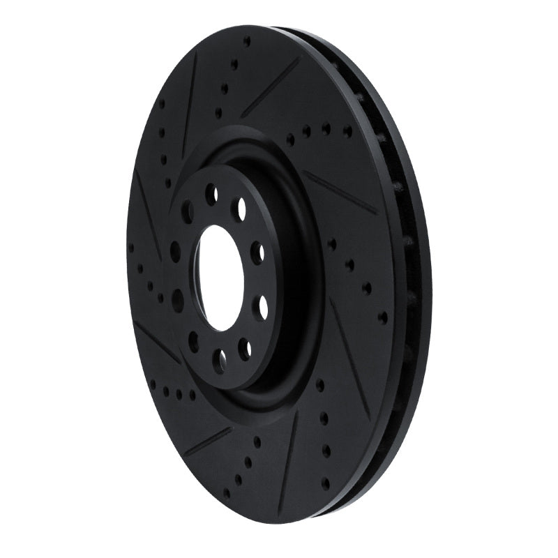 R1 Concepts - RNC633-16012L - R1 2017-2025 Alfa Romeo Stelvio Front Left Drilled & Slotted Black Brake Rotor - Shipped in Europe - Tuningsupply.com