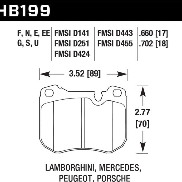 Hawk Performance KHB199U.702 - HAWKHB199U.702 - Hawk 86-89 Mercedes 560SL / 77-88 Porsche 924 / 78-81 928 / 83-89 944 DTC-70 Front Race Brake Pads - Shipped in Europe - Tuningsupply.com