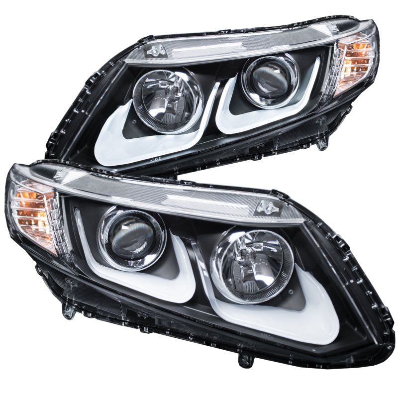 ANZO 121479 - ANZ121479 - ANZO 2012-2015 Honda Civic Projector Headlights w/ U-Bar Black - Shipped in Europe - Tuningsupply.com