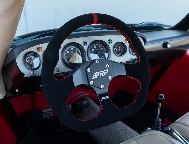 PRP Seats G253 - PRPG253 - PRP Comp-R D-Shape Suede Steering Wheel - Red - Shipped in Europe - Tuningsupply.com